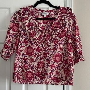 Evereve Pink and Cream Floral Blouse